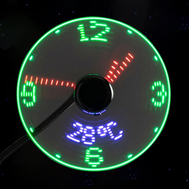 2-3 Days Arrive Clock Fans DC 5V LED Clock Fan Portable Gadgets -Time Temperature Display- UK