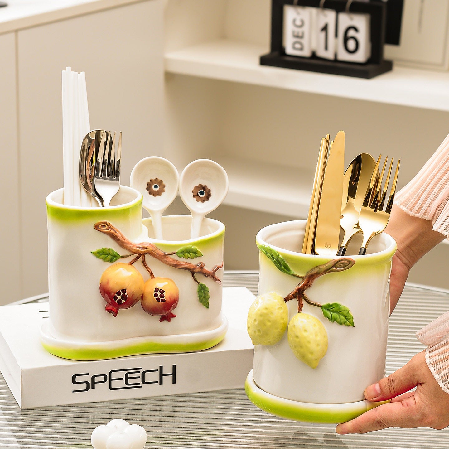 The Counter That Finally Has It Together — Ceramic Utensil Holder