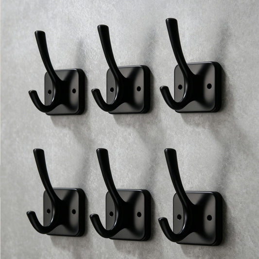 6pcs Black Single Hook Vintage Wall Hanger Minimalist Coat Hooks Wall Mount For Bathroom Kitchen Closet