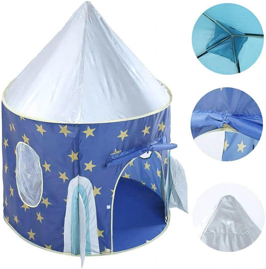 Kids Rocket Space Play Tent - Portable Indoor Outdoor Playhouse