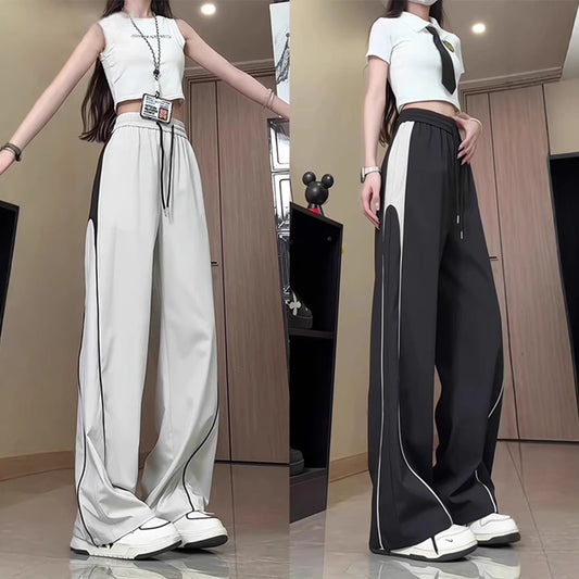 Retro Patchwork Ice Silk Cool-Feel Quick-Drying Casual Pants